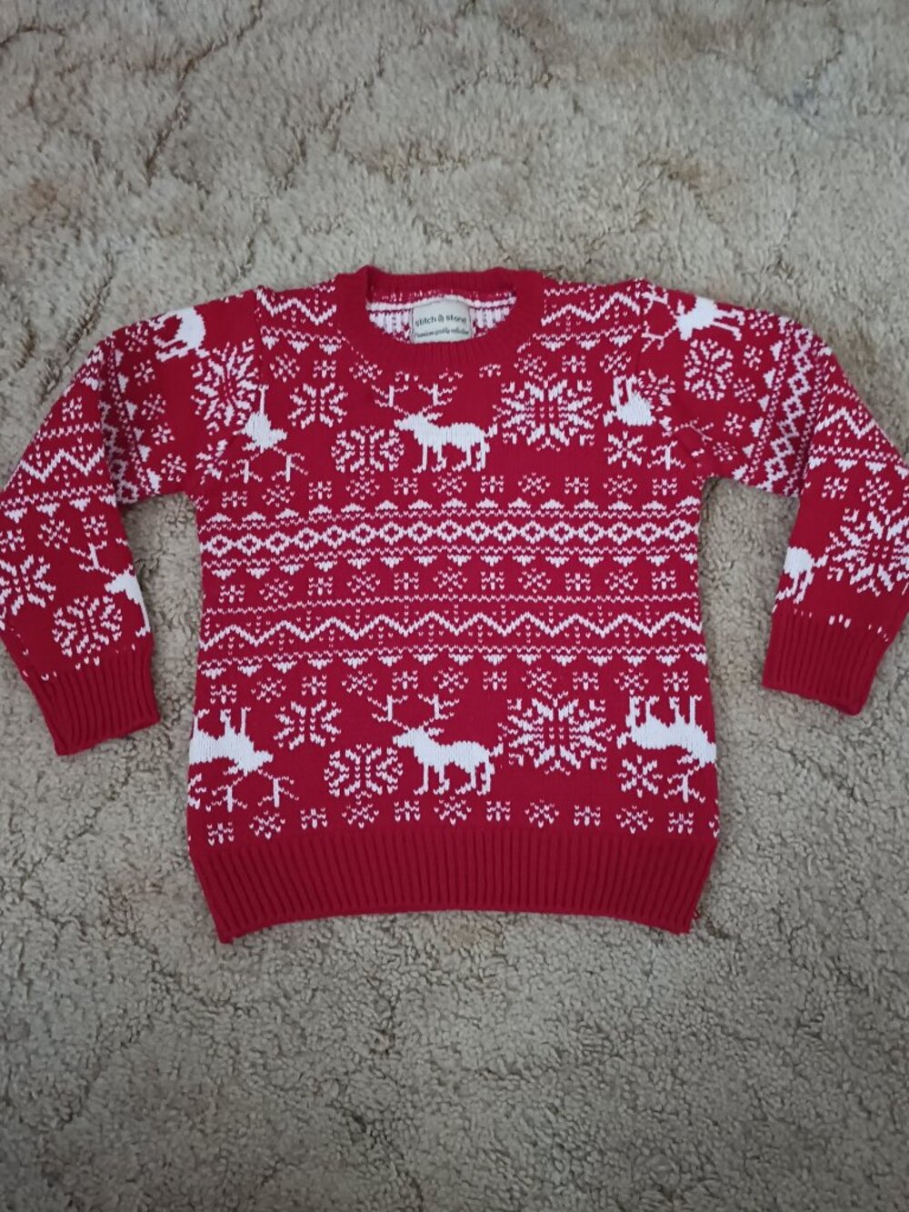 Stitch & Stone Toddler Boys Reindeer Fairisle Sweater Christmas Sweater Size 3T